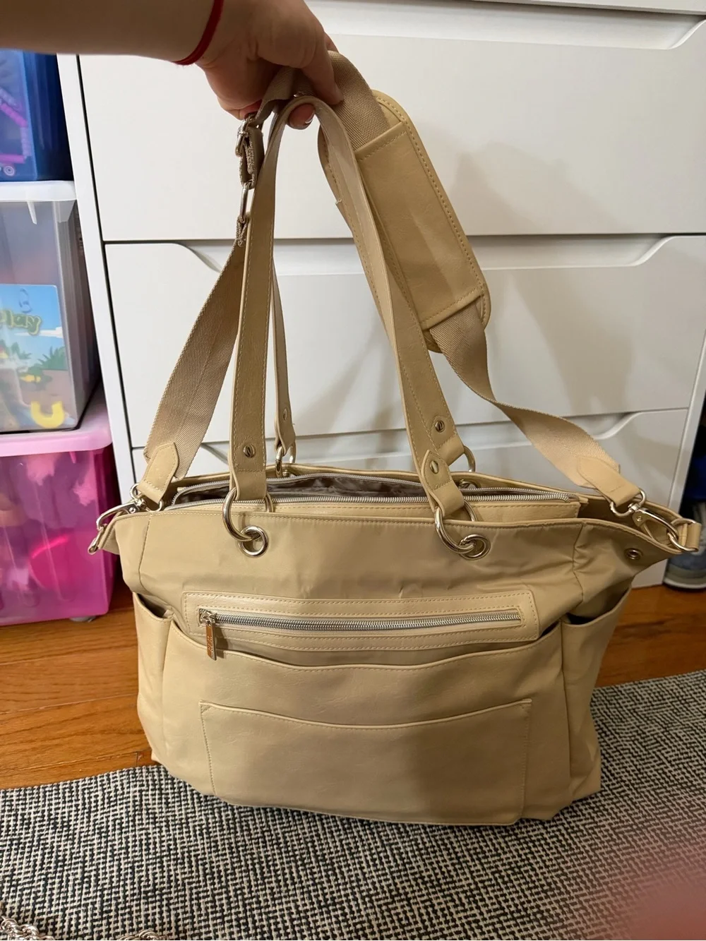 BÉIS Beige Diaper Bag with Shoulder Strap & Stroller Straps